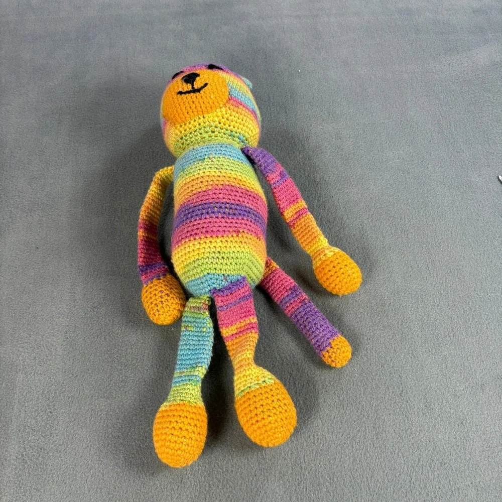 Handmade Crochet Rainbow Striped Monkey‎ Plush Amigurumi 16 inch Toy